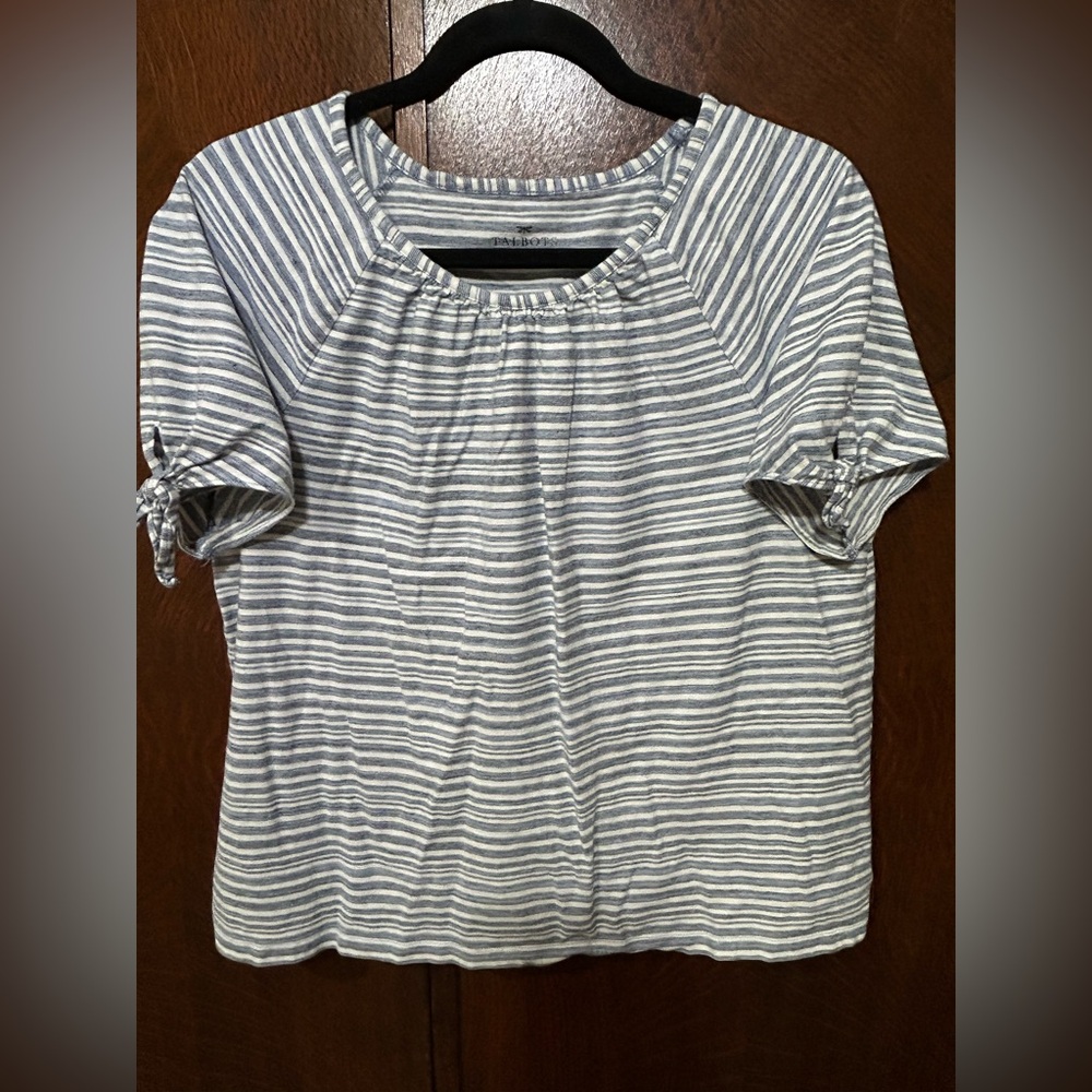 Talbots Striped blue/white Women's short sleeve Top size L